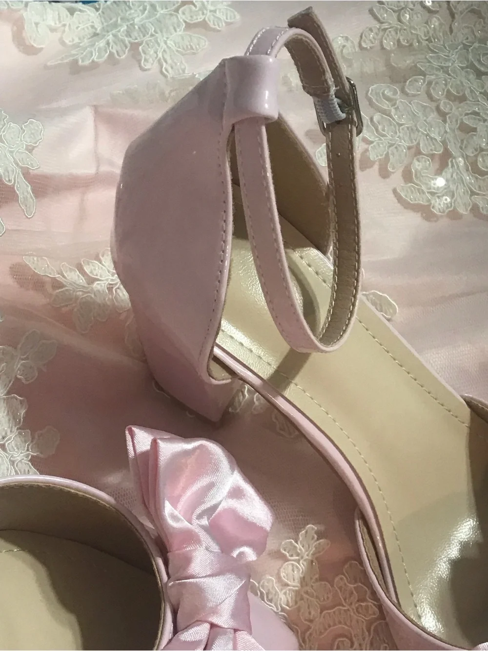 Women's Pink Bow Pointed Toe Block Heel Pumps